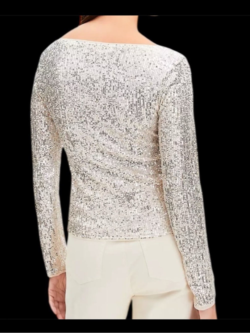 LOFT Sequin Long Sleeve Tee M - Picture 2 of 8